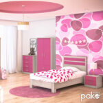 Children's wardrobe Looney with 2 doors and drawers in castillo-pink colour 81x57x183 - Image 3