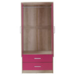 Children's wardrobe Looney with 2 doors and drawers in castillo-pink colour 81x57x183 - Image 5