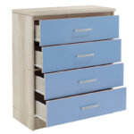 Children's chest of 4 drawers Drawer Looney in castillo-blue colour 80x40x95 - Image 3