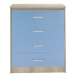 Children's chest of 4 drawers Drawer Looney in castillo-blue colour 80x40x95 - Image 4