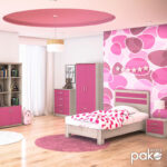 Children's chest of 4 Drawer Looney in castillo-pink colour 80x40x95 - Image 2