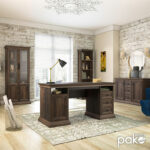 Commercial desk Mozart in walnut color 160x60x78cm - Image 2