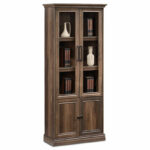 Bookcase Mozart with glass walnut 78.5x38x188cm