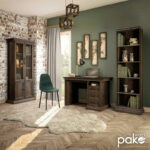 Bookcase Mozart with glass walnut 78.5x38x188cm - Image 3