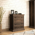 Chest of 4 drawers Mozart in walnut colour 80x40x96cm - Слика 2