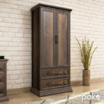 Wardrobe Mozart with 2 doors and drawers in walnut colour 83x52x202,5cm - Слика 2