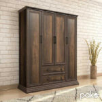 Wardrobe Mozart with 4 doors and drawers in walnut colour 158x52x202,5cm - Слика 2
