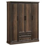 Плакар Моцарт со 4 вратички и фиоки во боја на орев 158x52x202,5 см