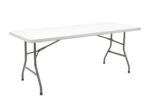 Commercial folding camping table Aprilia in colour white granite 183x76x74cm
