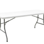 Commercial folding camping table Aprilia in colour white granite 183x76x74cm