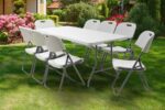 Commercial folding camping table Rodeo metal frame colour white 152x60x74cm - Image 2