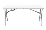 Commercial folding camping table Rodeo metal frame colour white 152x60x74cm - Image 5