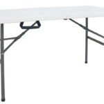 Commercial folding camping table Rodeo with metal frame colour white 122x60x74cm