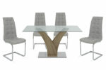 Dining set 5pcs Gull-Darrell glass surface-chair with antique grey pu 150x90x76cm - Слика 2