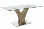 Dining set 5pcs Gull-Darrell glass surface-chair with antique grey pu 150x90x76cm - Слика 3