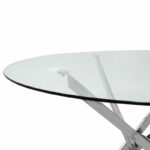 Dining table set 5pcs Steve with glass-chair grey antique pu D120x74,5cm - Слика 4