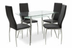 Трпезариски сет 5 парчиња Jacob-Jella со стаклена столица црна PU 120x75x75.5 см
