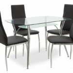 Трпезариски сет 5 парчиња Jacob-Jella со стаклена столица црна PU 120x75x75.5 см