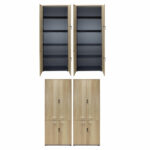 Wardrobes Lotus with 4 doors in oak-dark grey color 160x40x200cm - Image 3