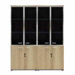 Wardrobes Lotus with 2 doors by glass/wood in oak-dark grey color 160x45x180cm - Image 2