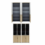 Wardrobes Lotus with 2 doors by glass/wood in oak-dark grey color 160x45x180cm - Image 3