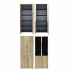 Wardrobes Lotus with 4 doors by glass/wood in oak-dark grey color 160x45x180cm - Слика 3