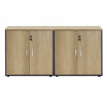 Wardrobes Lotus with 4 doors in oak-dark grey color 160x40,5x80cm - Image 2