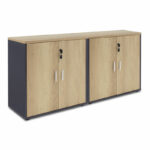 Wardrobes Lotus with 4 doors in oak-dark grey color 160x40,5x80cm
