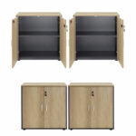 Wardrobes Lotus with 4 doors in oak-dark grey color 160x40,5x80cm - Image 3