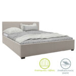 Двоен кревет Норзе со простор за складирање во ткаенина со боја на слонова коска 160x200 см