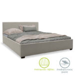 Двоен кревет Норзе со простор за складирање во сива ткаенина 160x200 см