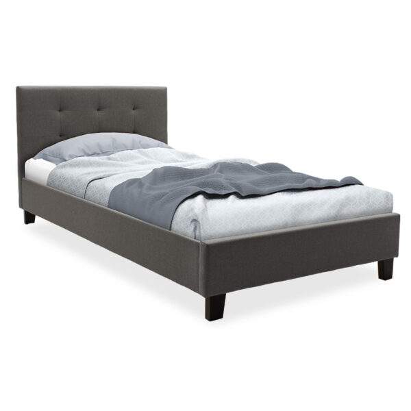 Bed Mago in dark grey fabric 100x200cm