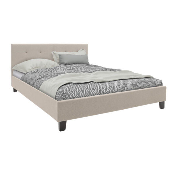 Double bed Mago in ivory fabric 150x200cm