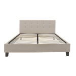 Double bed Mago in ivory fabric 160x200cm - Image 2