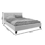 Double bed Mago in ivory fabric 160x200cm - Image 6