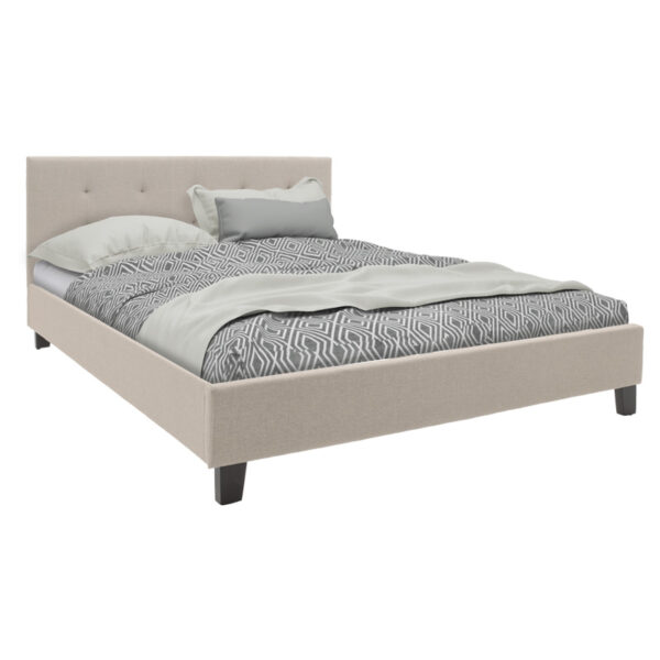Double bed Mago in ivory fabric 160x200cm