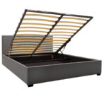 Double bed Norse fabric with storage space in dark grey in matte 160x200cm - Слика 2