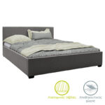 Двоен кревет од нордиска ткаенина со простор за складирање во темно сива боја во мат 160x200 см