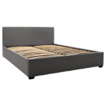 Double bed Norse fabric with storage space in dark grey in matte 160x200cm - Слика 4