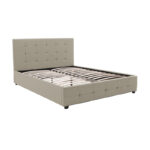 Double bed Roi fabric with storage space in ivory color 160x200cm - Image 2