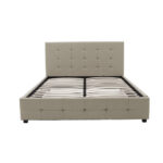 Double bed Roi fabric with storage space in ivory color 160x200cm - Image 4