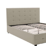 Double bed Roi fabric with storage space in ivory color 160x200cm - Image 5