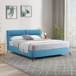 Double bed Ikina velvet in petrol color 160x200cm - Image 2