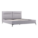 Double bed Ikina velvet in light grey color 160x200cm - Слика 3