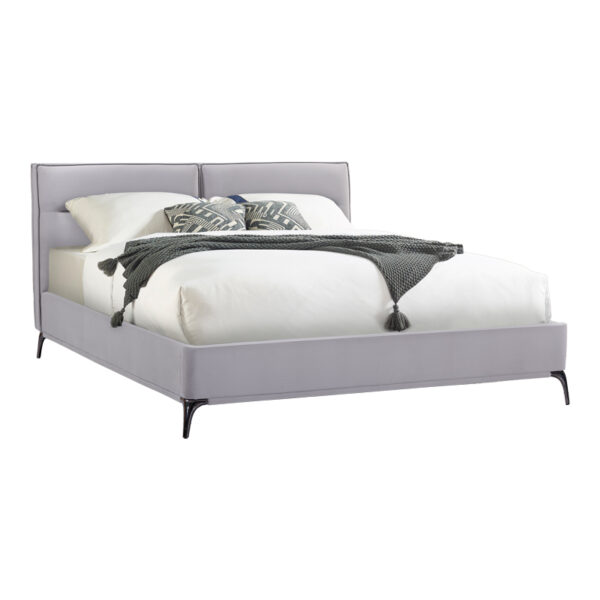 Double bed Ikina velvet in light grey color 160x200cm