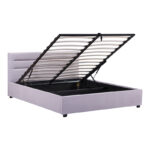 Double bed Molito velvet in light grey color with storage160x200cm - Image 4