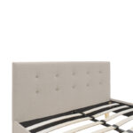 Mago bed, cream fabric with natural wood leg, 140x200cm - Image 5