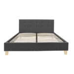 Mago bed, anthracite fabric, with natural wooden leg 140x200cm - Слика 2