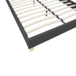 Mago bed, anthracite fabric, with natural wooden leg 140x200cm - Слика 4
