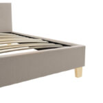 Mago bed, cream fabric with natural wood leg, 160x200cm - Image 3